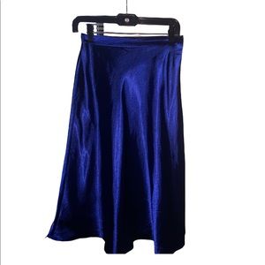 DARK BLUE MIDI SILK SKIRT